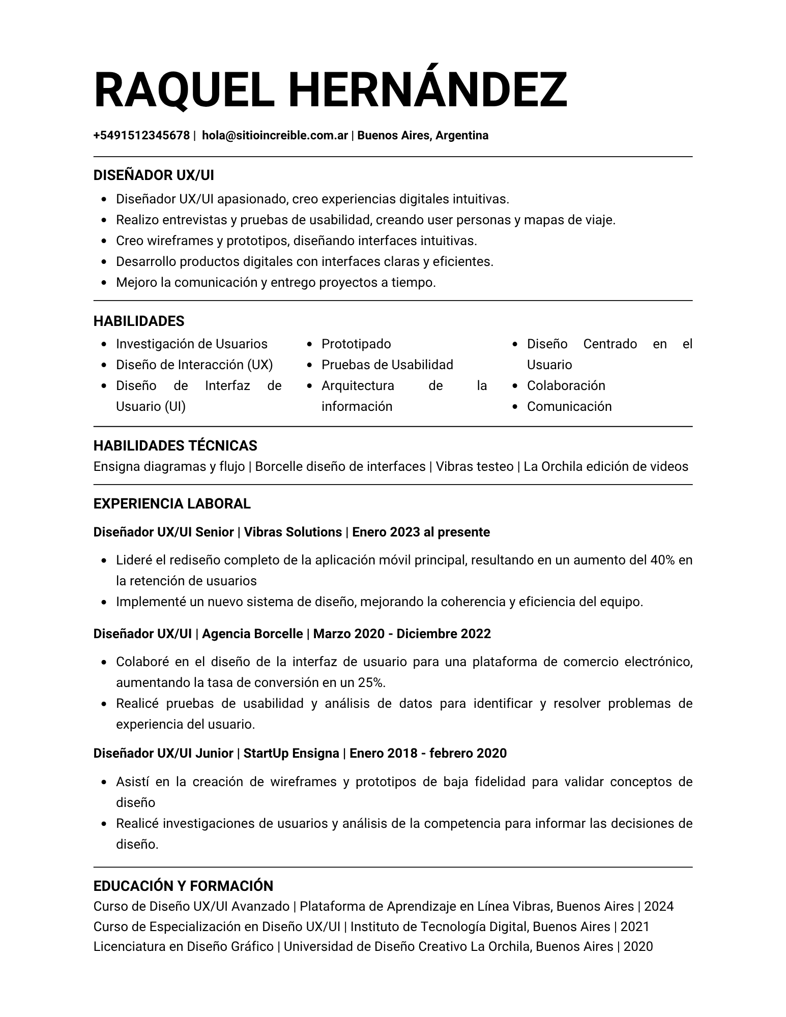 Resume template example 1