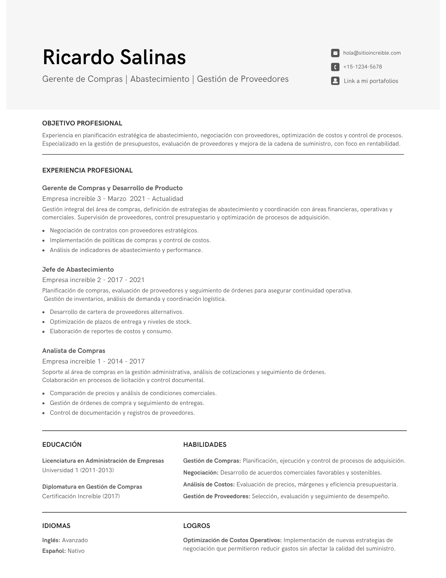 Resume template example 2