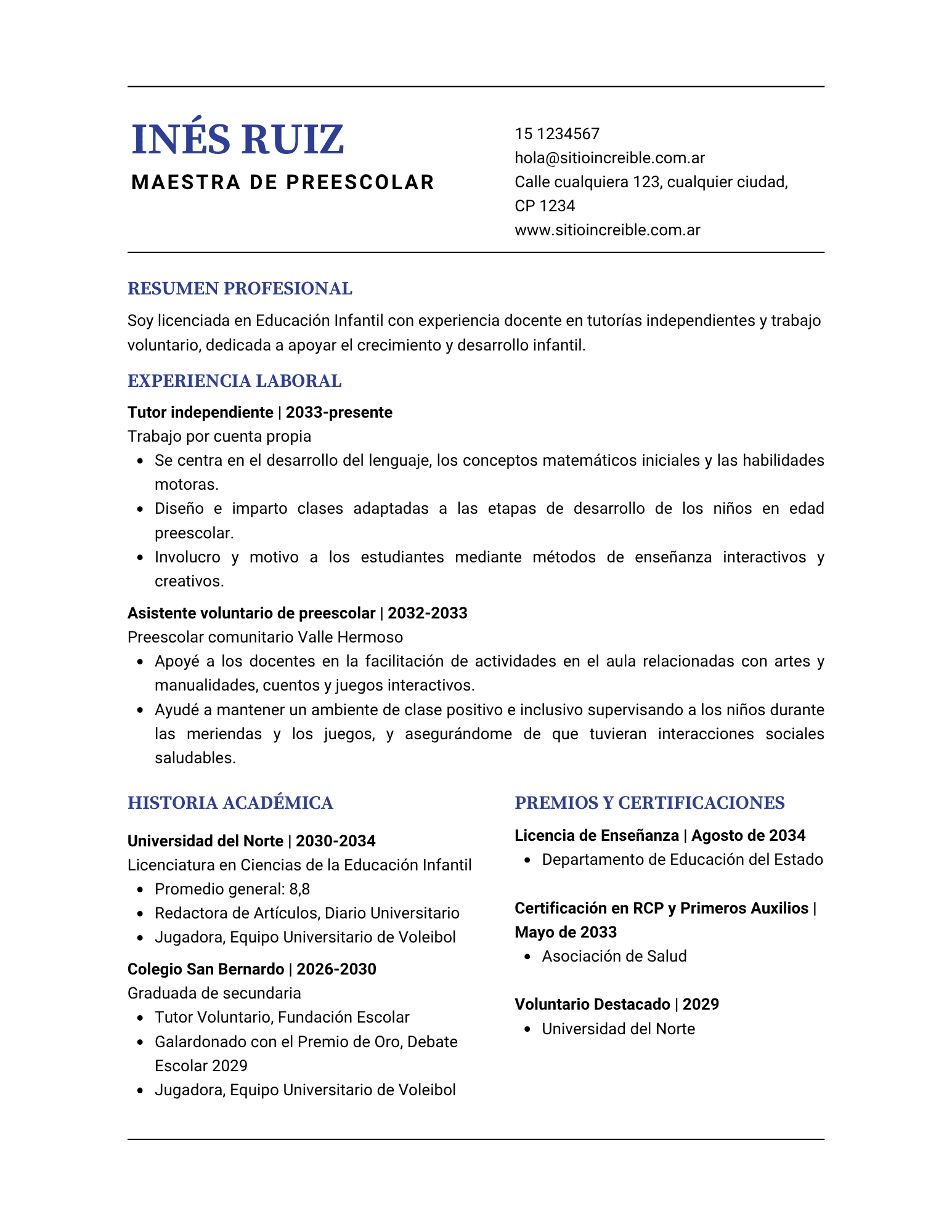 Resume template example 3